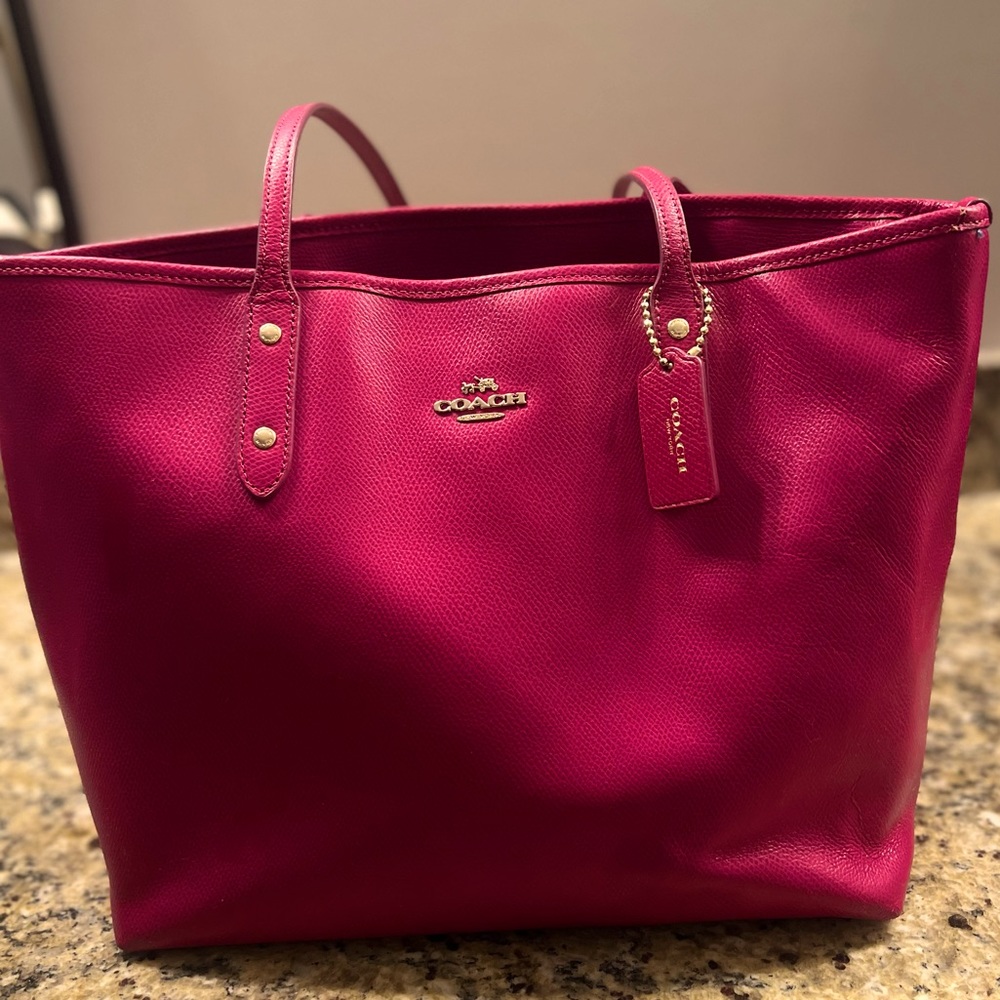 Dark Pink Large COACH tote